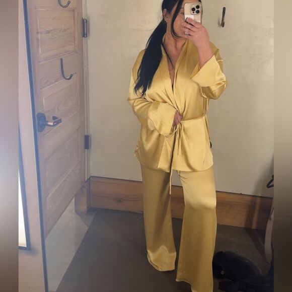 ISO Anthro Gold Satin Lounge Set